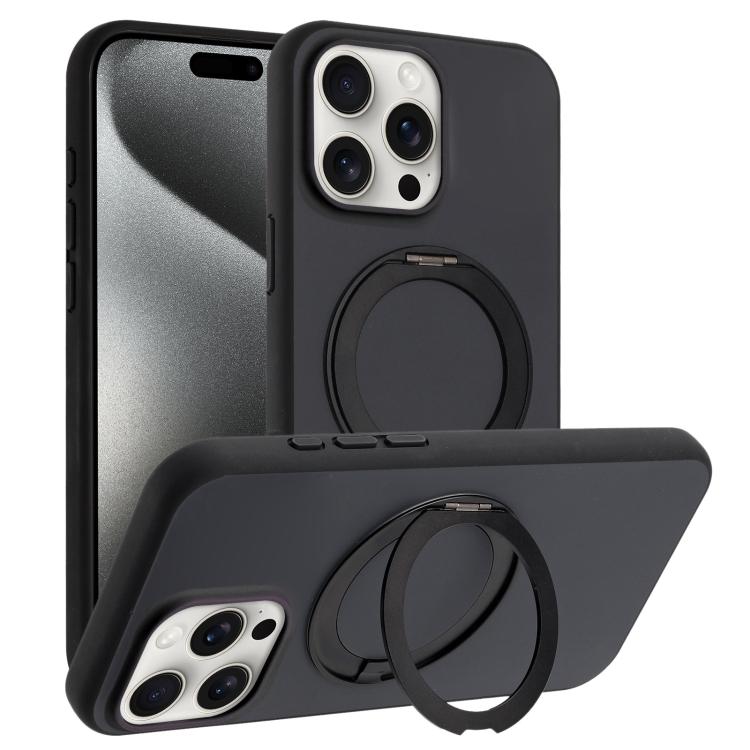 Skin Feel Frosted 360 Degree Rotation Holder Magnetic Phone Case, For iPhone 16 Pro Max, For iPhone 16 Pro, For iPhone 16, For iPhone 15 Pro Max