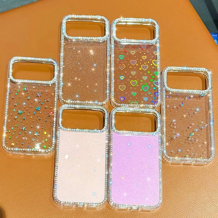Rhinestone Dual-side IMD PC Hybrid TPU Phone Case, For iPhone 16 Pro Max, For iPhone 16 Pro, For iPhone 16 Plus, For iPhone 16
