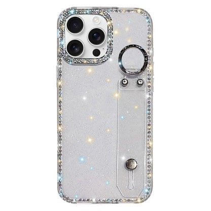 Rhinestone Glitter Wristband Holder Phone Case, For iPhone 16 Pro, For iPhone 16 Plus, For iPhone 16, For iPhone 15 Pro Max