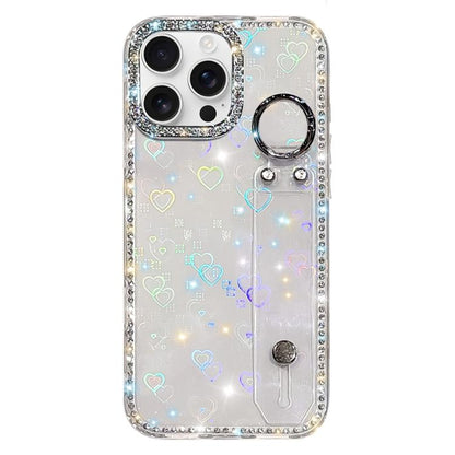Rhinestone Glitter Wristband Holder Phone Case, For iPhone 16 Pro, For iPhone 16 Plus, For iPhone 16, For iPhone 15 Pro Max