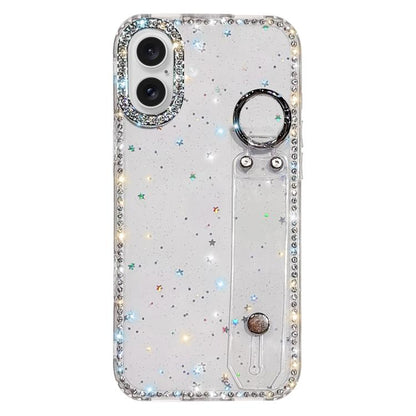 Rhinestone Glitter Wristband Holder Phone Case, For iPhone 16 Pro, For iPhone 16 Plus, For iPhone 16, For iPhone 15 Pro Max