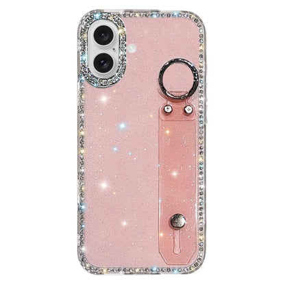 Rhinestone Glitter Wristband Holder Phone Case, For iPhone 16 Pro, For iPhone 16 Plus, For iPhone 16, For iPhone 15 Pro Max