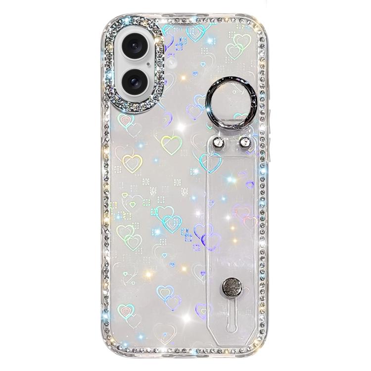Rhinestone Glitter Wristband Holder Phone Case, For iPhone 16 Pro, For iPhone 16 Plus, For iPhone 16, For iPhone 15 Pro Max