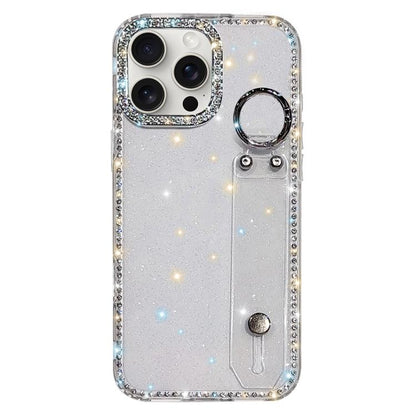 Rhinestone Glitter Wristband Holder Phone Case, For iPhone 16 Pro, For iPhone 16 Plus, For iPhone 16, For iPhone 15 Pro Max