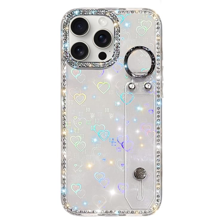 Rhinestone Glitter Wristband Holder Phone Case, For iPhone 15 Pro, For iPhone 15, For iPhone 14, For iPhone 14 Pro