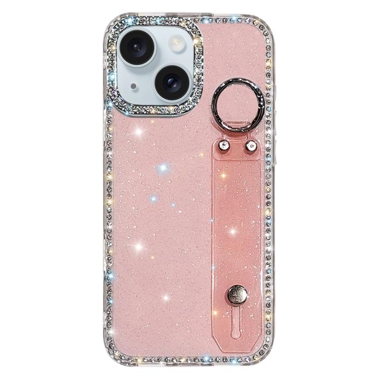 Rhinestone Glitter Wristband Holder Phone Case, For iPhone 15 Pro, For iPhone 15, For iPhone 14, For iPhone 14 Pro