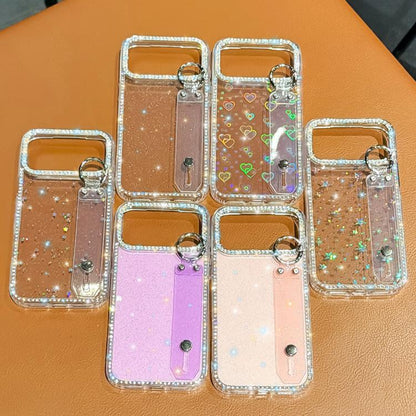 Rhinestone Glitter Wristband Holder Phone Case, For iPhone 16 Pro, For iPhone 16 Plus, For iPhone 16, For iPhone 15 Pro Max