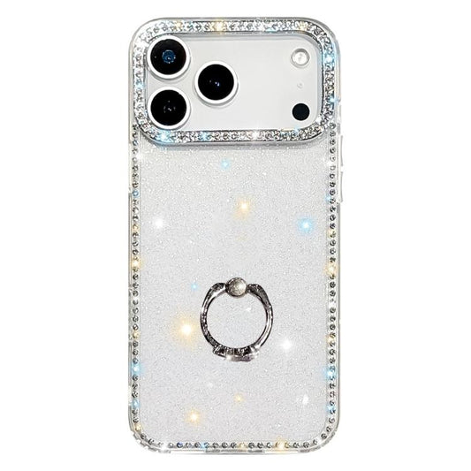 Rhinestone Ring Holder Dual-side IMD PC Hybrid TPU Phone Case, For iPhone 17 Pro Max, For iPhone 17 Pro, For iPhone 17, For iPhone Air