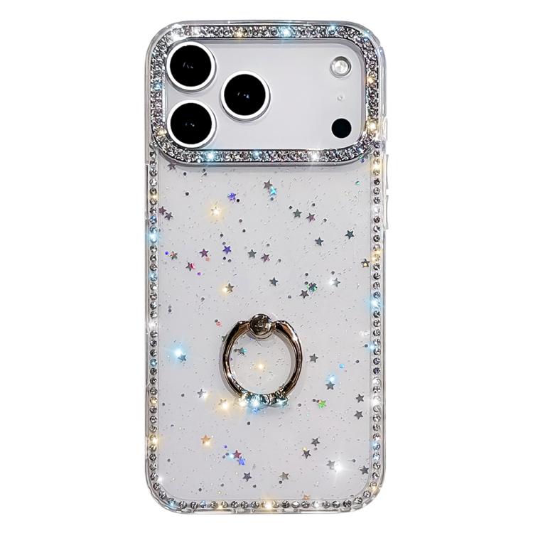 Rhinestone Ring Holder Dual-side IMD PC Hybrid TPU Phone Case, For iPhone 17 Pro Max, For iPhone 17 Pro, For iPhone 17, For iPhone Air