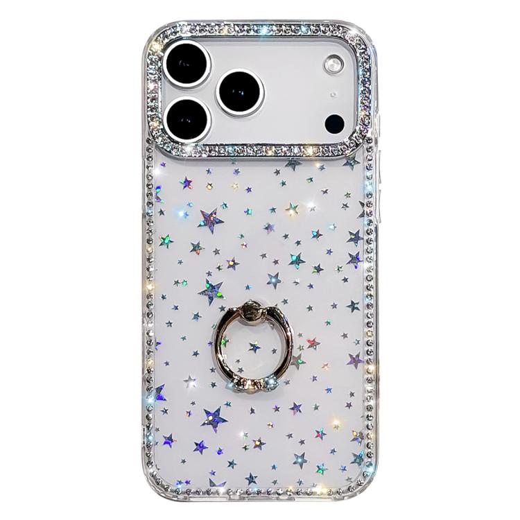 Rhinestone Ring Holder Dual-side IMD PC Hybrid TPU Phone Case, For iPhone 17 Pro Max, For iPhone 17 Pro, For iPhone 17, For iPhone Air