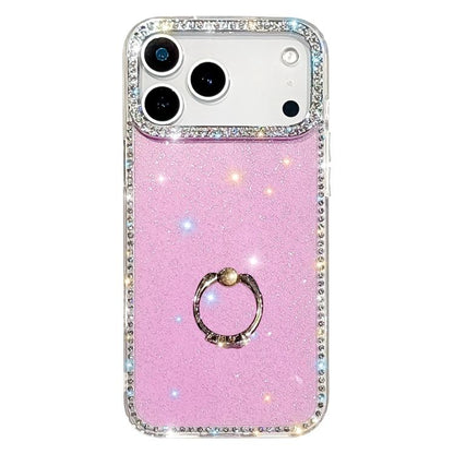 Rhinestone Ring Holder Dual-side IMD PC Hybrid TPU Phone Case, For iPhone 17 Pro Max, For iPhone 17 Pro, For iPhone 17, For iPhone Air