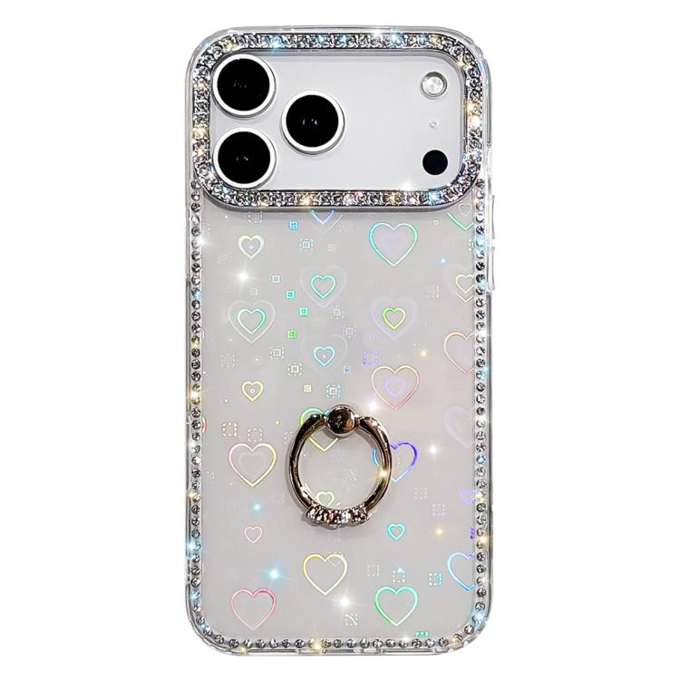 Rhinestone Ring Holder Dual-side IMD PC Hybrid TPU Phone Case, For iPhone 17 Pro Max, For iPhone 17 Pro, For iPhone 17, For iPhone Air