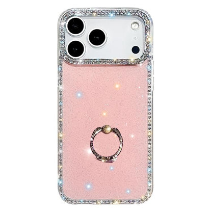 Rhinestone Ring Holder Dual-side IMD PC Hybrid TPU Phone Case, For iPhone 17 Pro Max, For iPhone 17 Pro, For iPhone 17, For iPhone Air