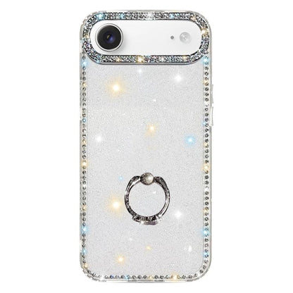 Rhinestone Ring Holder Dual-side IMD PC Hybrid TPU Phone Case, For iPhone 17 Pro Max, For iPhone 17 Pro, For iPhone 17, For iPhone Air