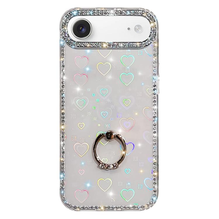 Rhinestone Ring Holder Dual-side IMD PC Hybrid TPU Phone Case, For iPhone 17 Pro Max, For iPhone 17 Pro, For iPhone 17, For iPhone Air