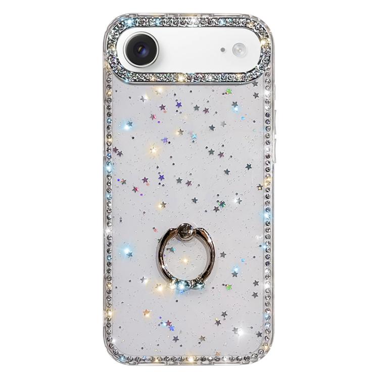 Rhinestone Ring Holder Dual-side IMD PC Hybrid TPU Phone Case, For iPhone 17 Pro Max, For iPhone 17 Pro, For iPhone 17, For iPhone Air