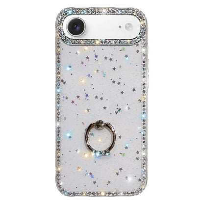 Rhinestone Ring Holder Dual-side IMD PC Hybrid TPU Phone Case, For iPhone 17 Pro Max, For iPhone 17 Pro, For iPhone 17, For iPhone Air