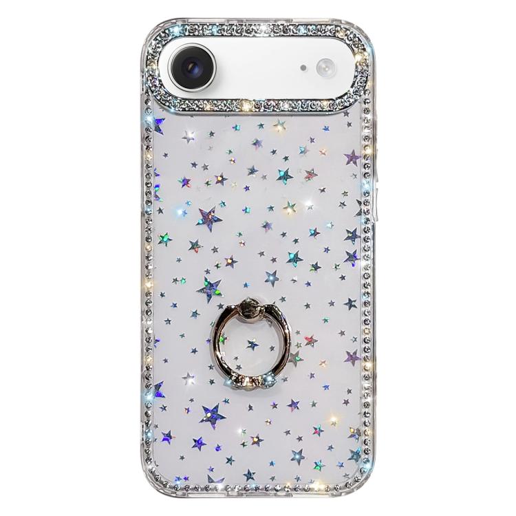 Rhinestone Ring Holder Dual-side IMD PC Hybrid TPU Phone Case, For iPhone 17 Pro Max, For iPhone 17 Pro, For iPhone 17, For iPhone Air