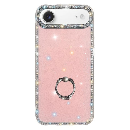 Rhinestone Ring Holder Dual-side IMD PC Hybrid TPU Phone Case, For iPhone 17 Pro Max, For iPhone 17 Pro, For iPhone 17, For iPhone Air