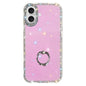 Rhinestone Ring Holder Dual-side IMD PC Hybrid TPU Phone Case, For iPhone 16 Pro Max, For iPhone 16 Pro, For iPhone 16 Plus, For iPhone 16