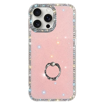 Rhinestone Ring Holder Dual-side IMD PC Hybrid TPU Phone Case, For iPhone 15 Pro Max, For iPhone 15 Pro, For iPhone 15, For iPhone 14