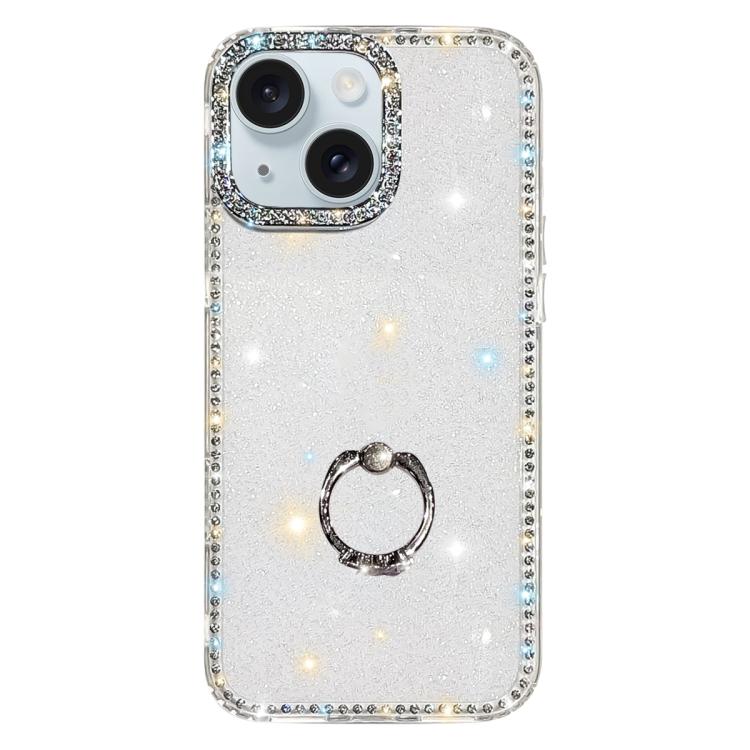Rhinestone Ring Holder Dual-side IMD PC Hybrid TPU Phone Case, For iPhone 15 Pro Max, For iPhone 15 Pro, For iPhone 15, For iPhone 14