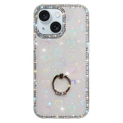 Rhinestone Ring Holder Dual-side IMD PC Hybrid TPU Phone Case, For iPhone 15 Pro Max, For iPhone 15 Pro, For iPhone 15, For iPhone 14