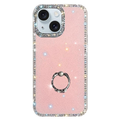 Rhinestone Ring Holder Dual-side IMD PC Hybrid TPU Phone Case, For iPhone 15 Pro Max, For iPhone 15 Pro, For iPhone 15, For iPhone 14