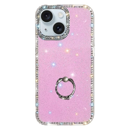 Rhinestone Ring Holder Dual-side IMD PC Hybrid TPU Phone Case, For iPhone 15 Pro Max, For iPhone 15 Pro, For iPhone 15, For iPhone 14