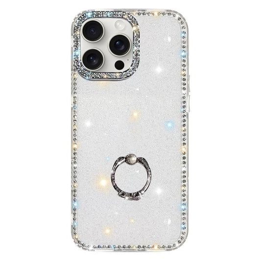 Rhinestone Ring Holder Dual-side IMD PC Hybrid TPU Phone Case, For iPhone 14 Pro, For iPhone 14 Pro Max, For iPhone 13 Pro Max, For iPhone 13 Pro