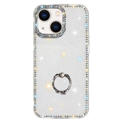 Rhinestone Ring Holder Dual-side IMD PC Hybrid TPU Phone Case, For iPhone 13