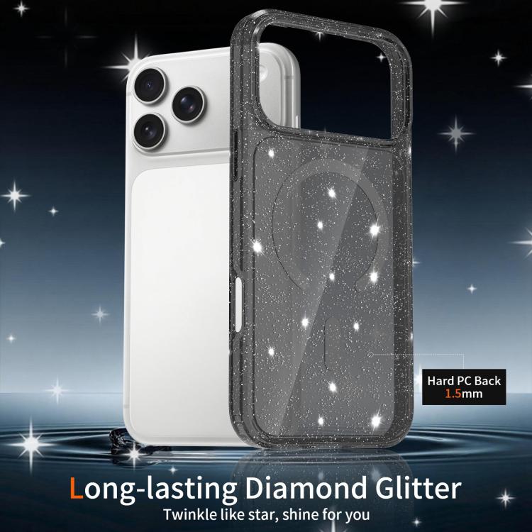 Clear Glitter Magnetic PC Hybrid TPU Phone Case, For iPhone 17 Pro Max, For iPhone 17 Pro, For iPhone 17, For iPhone Air, For iPhone 16 Pro Max, For iPhone 16 Pro, For iPhone 16 Plus, For iPhone 16