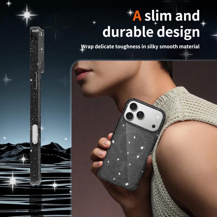 Clear Glitter Magnetic PC Hybrid TPU Phone Case, For iPhone 17 Pro Max, For iPhone 17 Pro, For iPhone 17, For iPhone Air, For iPhone 16 Pro Max, For iPhone 16 Pro, For iPhone 16 Plus, For iPhone 16