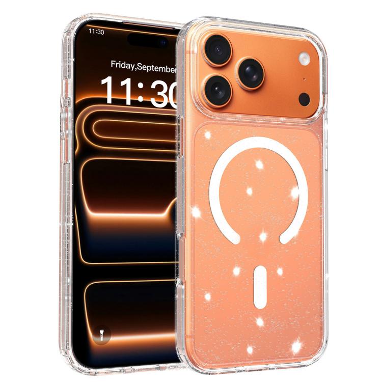 Clear Glitter Magnetic PC Hybrid TPU Phone Case, For iPhone 17 Pro Max, For iPhone 17 Pro, For iPhone 17, For iPhone Air, For iPhone 16 Pro Max, For iPhone 16 Pro, For iPhone 16 Plus, For iPhone 16