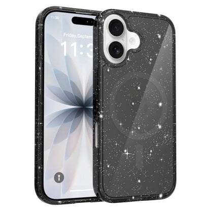 Clear Glitter Magnetic PC Hybrid TPU Phone Case, For iPhone 17 Pro Max, For iPhone 17 Pro, For iPhone 17, For iPhone Air, For iPhone 16 Pro Max, For iPhone 16 Pro, For iPhone 16 Plus, For iPhone 16