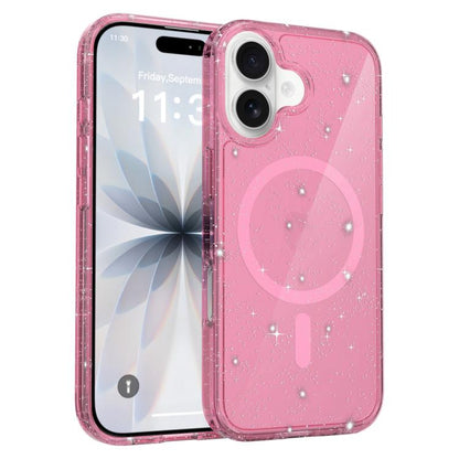 Clear Glitter Magnetic PC Hybrid TPU Phone Case, For iPhone 17 Pro Max, For iPhone 17 Pro, For iPhone 17, For iPhone Air, For iPhone 16 Pro Max, For iPhone 16 Pro, For iPhone 16 Plus, For iPhone 16