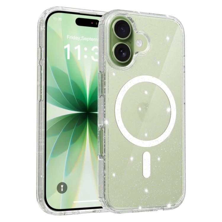 Clear Glitter Magnetic PC Hybrid TPU Phone Case, For iPhone 17 Pro Max, For iPhone 17 Pro, For iPhone 17, For iPhone Air, For iPhone 16 Pro Max, For iPhone 16 Pro, For iPhone 16 Plus, For iPhone 16