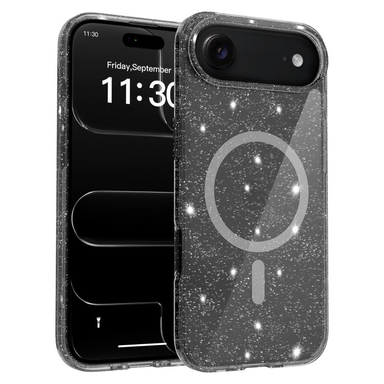 Clear Glitter Magnetic PC Hybrid TPU Phone Case, For iPhone 17 Pro Max, For iPhone 17 Pro, For iPhone 17, For iPhone Air, For iPhone 16 Pro Max, For iPhone 16 Pro, For iPhone 16 Plus, For iPhone 16
