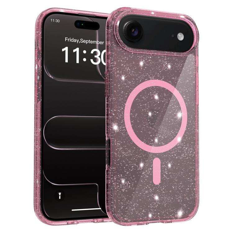 Clear Glitter Magnetic PC Hybrid TPU Phone Case, For iPhone 17 Pro Max, For iPhone 17 Pro, For iPhone 17, For iPhone Air, For iPhone 16 Pro Max, For iPhone 16 Pro, For iPhone 16 Plus, For iPhone 16