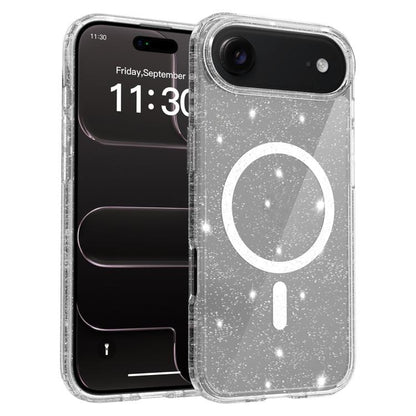 Clear Glitter Magnetic PC Hybrid TPU Phone Case, For iPhone 17 Pro Max, For iPhone 17 Pro, For iPhone 17, For iPhone Air, For iPhone 16 Pro Max, For iPhone 16 Pro, For iPhone 16 Plus, For iPhone 16