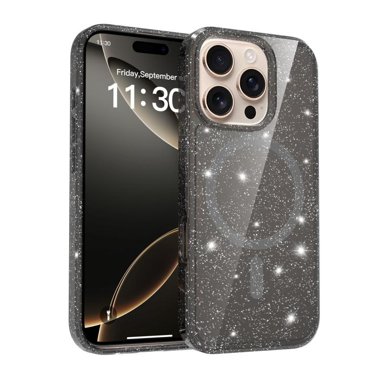 Clear Glitter Magnetic PC Hybrid TPU Phone Case, For iPhone 17 Pro Max, For iPhone 17 Pro, For iPhone 17, For iPhone Air, For iPhone 16 Pro Max, For iPhone 16 Pro, For iPhone 16 Plus, For iPhone 16