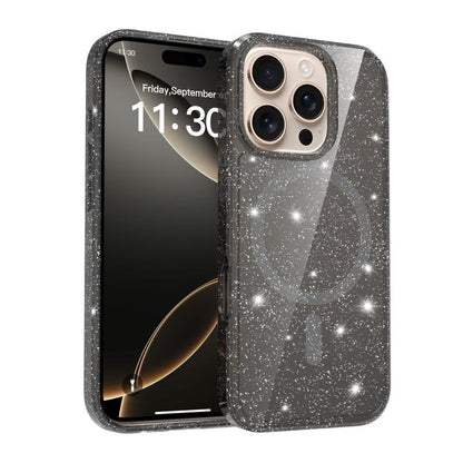 Clear Glitter Magnetic PC Hybrid TPU Phone Case, For iPhone 17 Pro Max, For iPhone 17 Pro, For iPhone 17, For iPhone Air, For iPhone 16 Pro Max, For iPhone 16 Pro, For iPhone 16 Plus, For iPhone 16