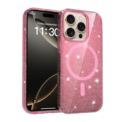 Clear Glitter Magnetic PC Hybrid TPU Phone Case, For iPhone 17 Pro Max, For iPhone 17 Pro, For iPhone 17, For iPhone Air, For iPhone 16 Pro Max, For iPhone 16 Pro, For iPhone 16 Plus, For iPhone 16