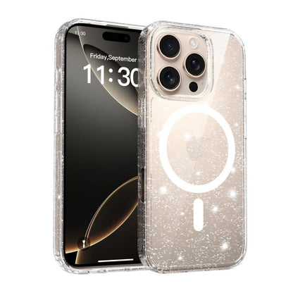 Clear Glitter Magnetic PC Hybrid TPU Phone Case, For iPhone 17 Pro Max, For iPhone 17 Pro, For iPhone 17, For iPhone Air, For iPhone 16 Pro Max, For iPhone 16 Pro, For iPhone 16 Plus, For iPhone 16