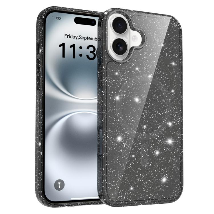 Clear Glitter Magnetic PC Hybrid TPU Phone Case, For iPhone 17 Pro Max, For iPhone 17 Pro, For iPhone 17, For iPhone Air, For iPhone 16 Pro Max, For iPhone 16 Pro, For iPhone 16 Plus, For iPhone 16