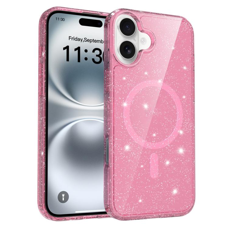 Clear Glitter Magnetic PC Hybrid TPU Phone Case, For iPhone 17 Pro Max, For iPhone 17 Pro, For iPhone 17, For iPhone Air, For iPhone 16 Pro Max, For iPhone 16 Pro, For iPhone 16 Plus, For iPhone 16