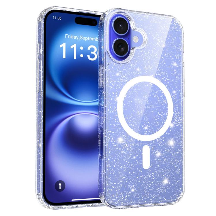Clear Glitter Magnetic PC Hybrid TPU Phone Case, For iPhone 17 Pro Max, For iPhone 17 Pro, For iPhone 17, For iPhone Air, For iPhone 16 Pro Max, For iPhone 16 Pro, For iPhone 16 Plus, For iPhone 16