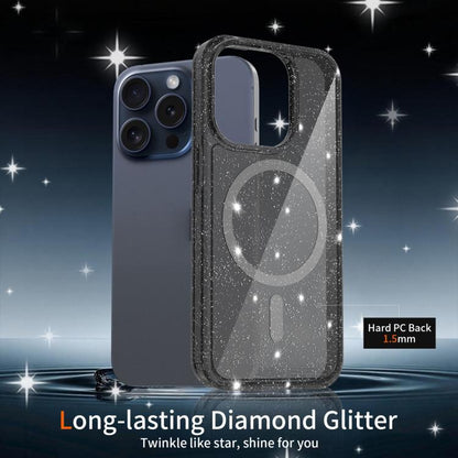 Clear Glitter Magnetic PC Hybrid TPU Phone Case, For iPhone 15 Pro Max, For iPhone 15 Pro, For iPhone 15 Plus / 14 Plus, For iPhone 15, For iPhone 14 / 13, For iPhone 14 Pro, For iPhone 14 Pro Max, For iPhone 13 Pro Max