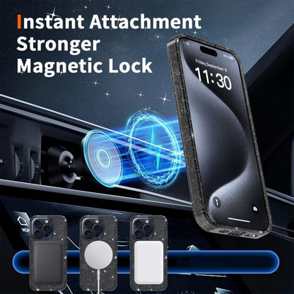 Clear Glitter Magnetic PC Hybrid TPU Phone Case, For iPhone 15 Pro Max, For iPhone 15 Pro, For iPhone 15 Plus / 14 Plus, For iPhone 15, For iPhone 14 / 13, For iPhone 14 Pro, For iPhone 14 Pro Max, For iPhone 13 Pro Max