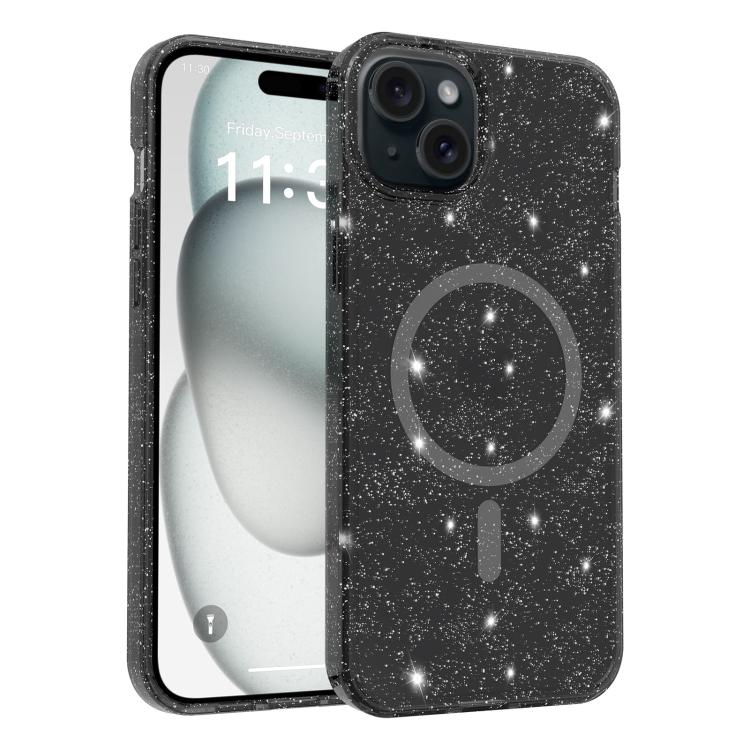 Clear Glitter Magnetic PC Hybrid TPU Phone Case, For iPhone 15 Pro Max, For iPhone 15 Pro, For iPhone 15 Plus / 14 Plus, For iPhone 15, For iPhone 14 / 13, For iPhone 14 Pro, For iPhone 14 Pro Max, For iPhone 13 Pro Max